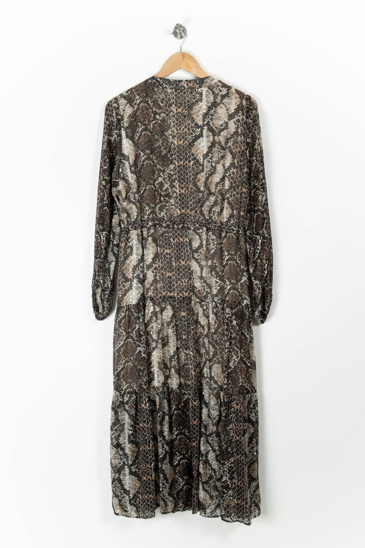 Robe Longue Marron et Beige - Taille M/38 de la marque Weill | PARAD97414 - Vendu par Paradigme - Image 4