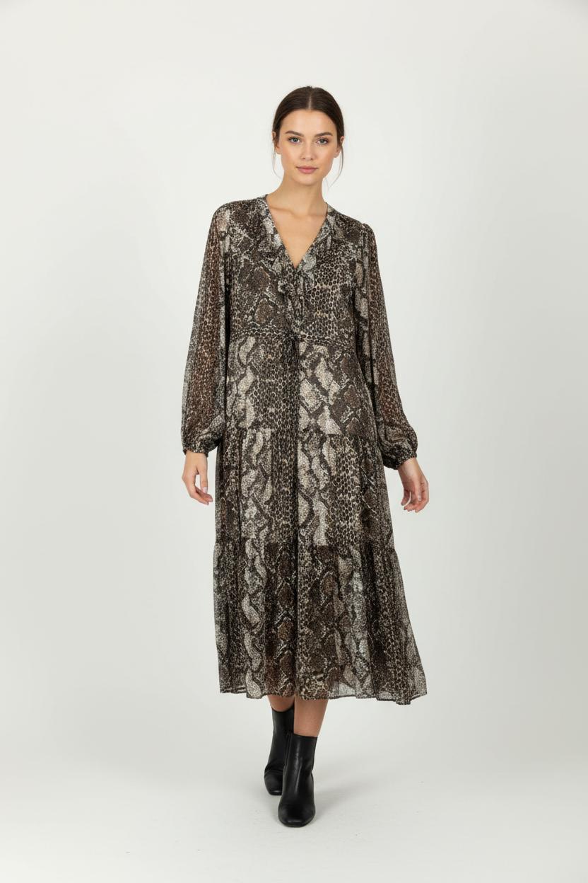 Robe Longue Marron et Beige - Taille M/38 de la marque Weill | PARAD97414 - Vendu par Paradigme - Image 1