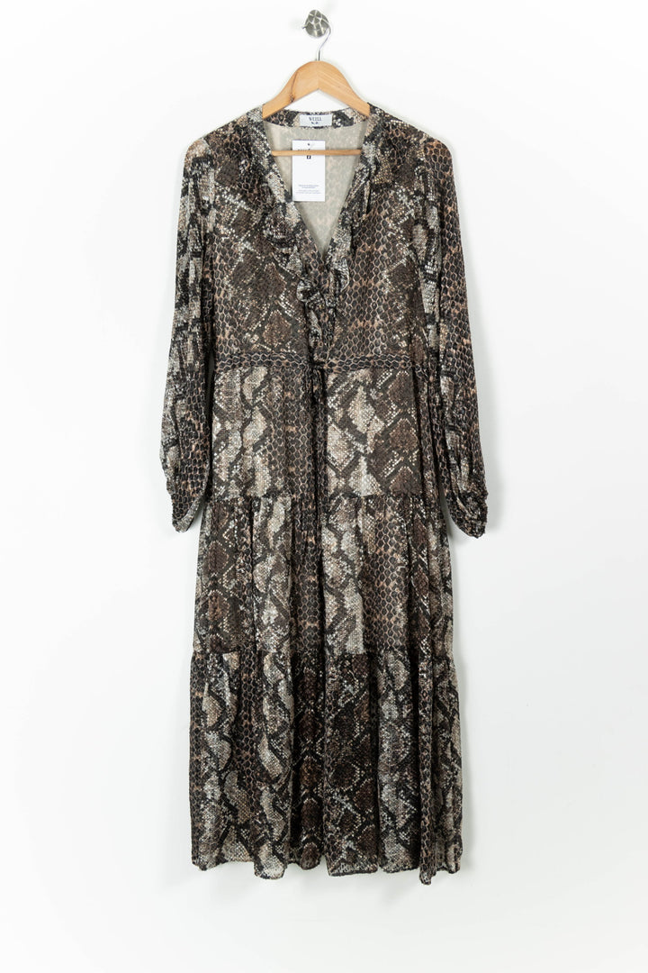 Robe Longue Marron et Beige - Taille M/38 de la marque Weill | PARAD97414 - Vendu par Paradigme - Image 2