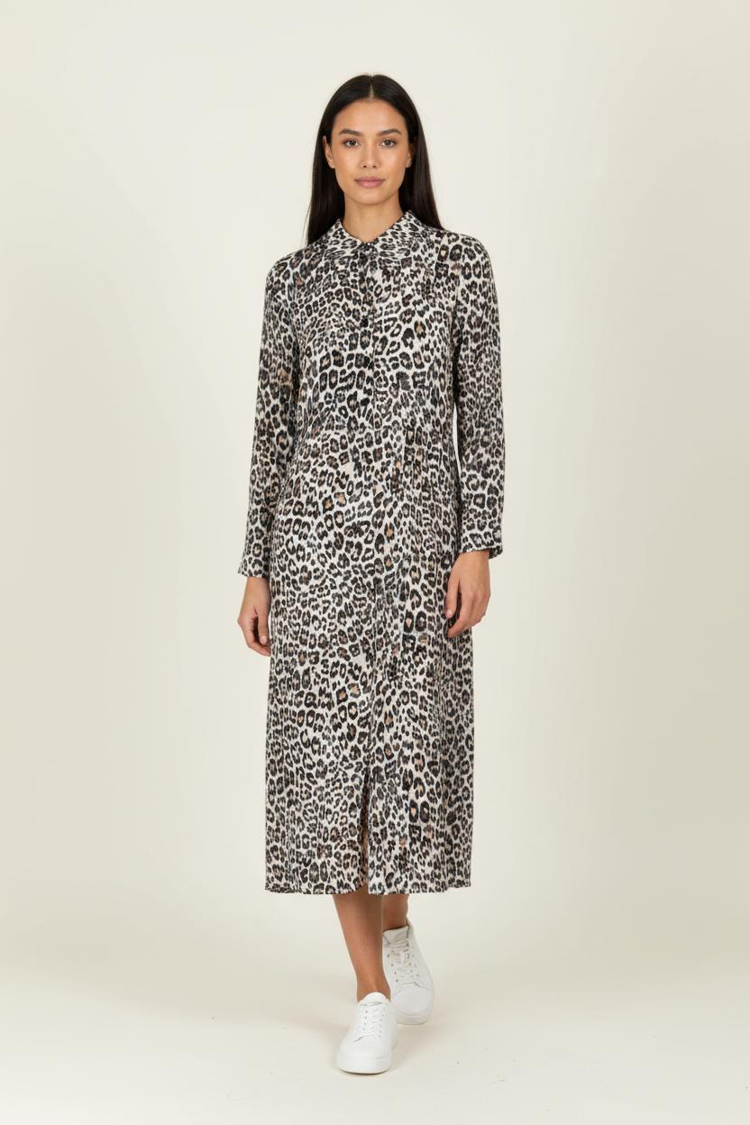 Robe Longue Léopard Beige et Noir - Taille L/40 de la marque Weill | PARAD97415 - Vendu par Paradigme - Image 1
