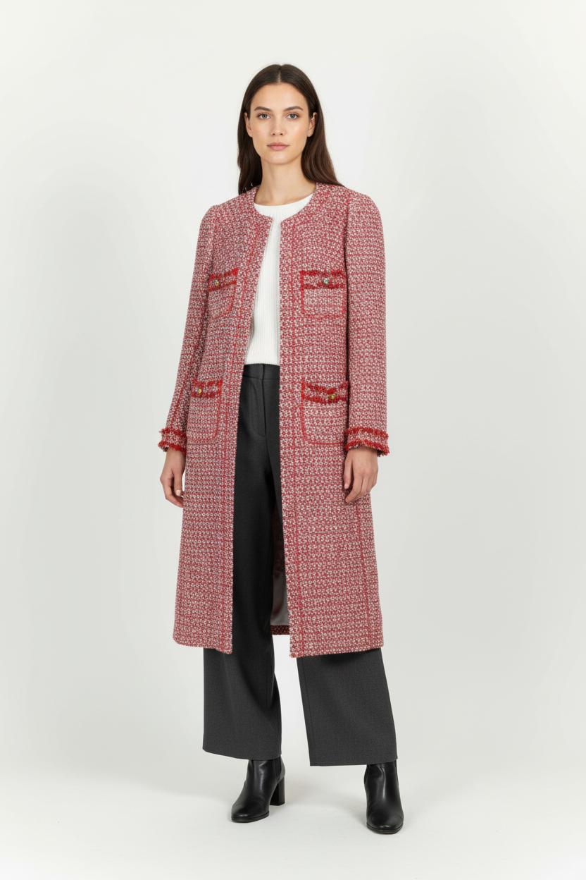 Manteau Long Rouge et Blanc - Taille XL/42 de la marque Weill | PARAD97417 - Vendu par Paradigme - Image 1
