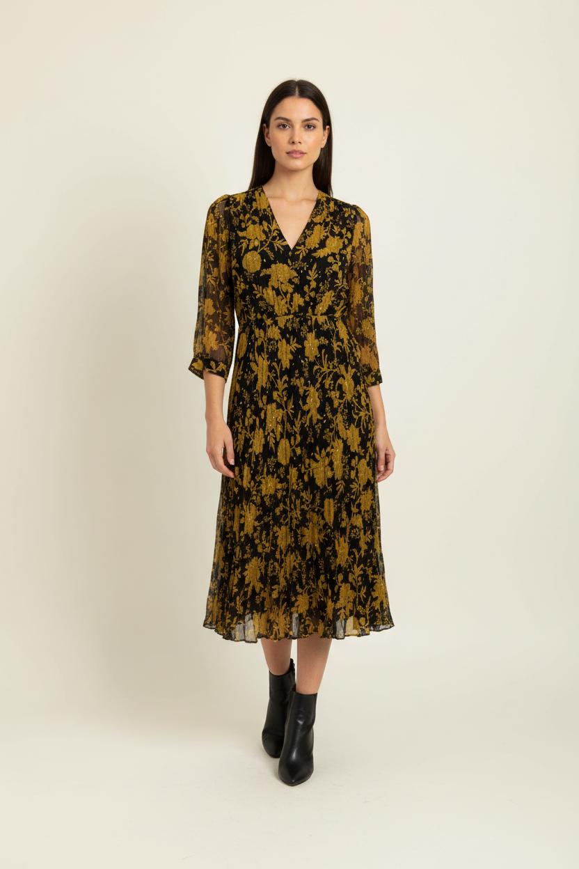 Robe Midi Noire et Or - Taille S/36 de la marque Tara Jarmon | PARAD97425 - Vendu par Paradigme - Image 1