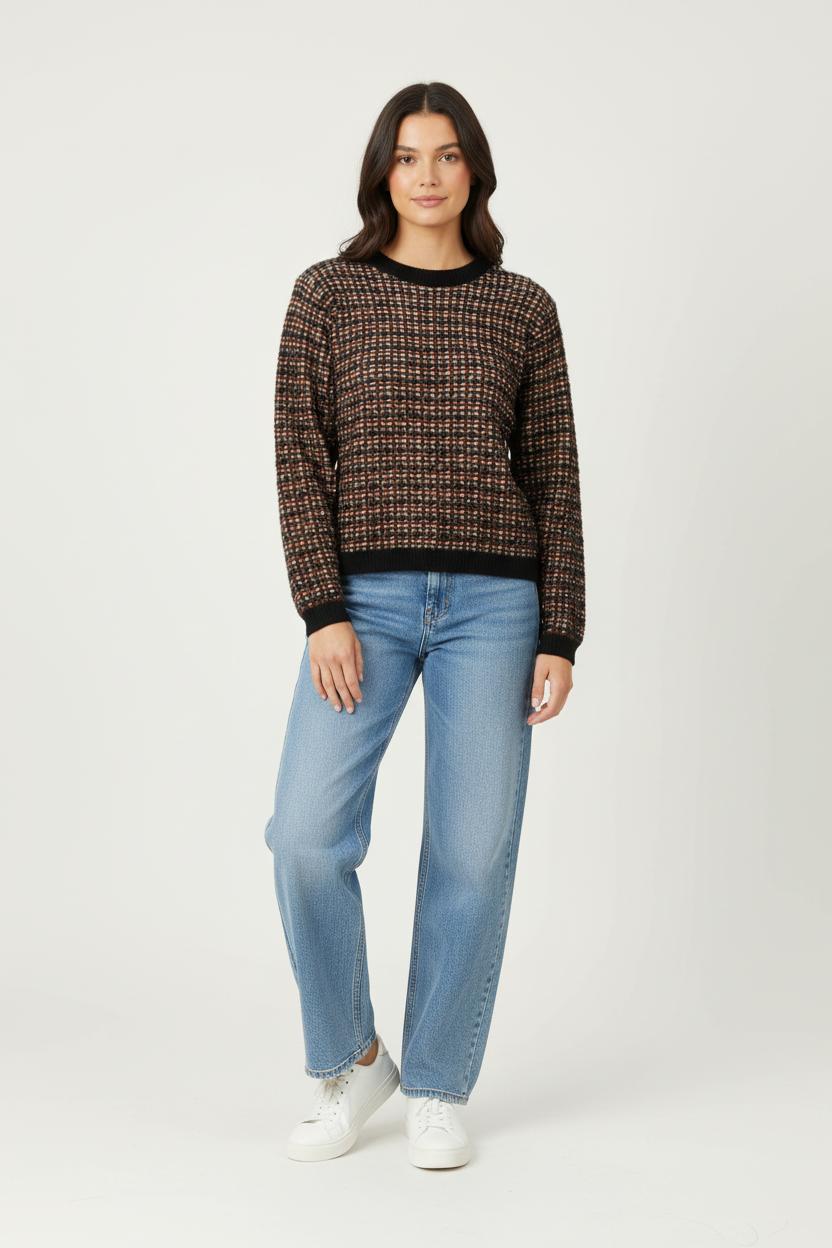 Pull Marron et Noir - Taille M/38 de la marque La Fée Maraboutée | PARAD97435 - Vendu par Paradigme - Image 1