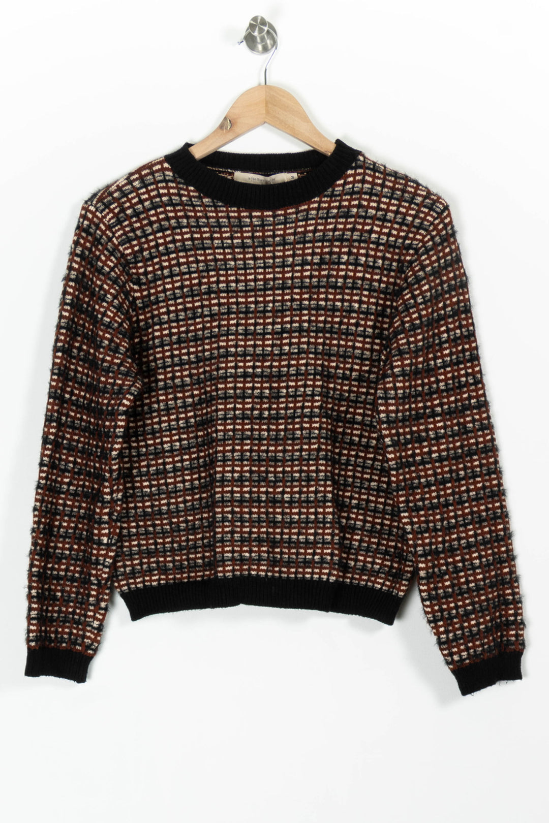 Pull Marron et Noir - Taille M/38 de la marque La Fée Maraboutée | PARAD97435 - Vendu par Paradigme - Image 2