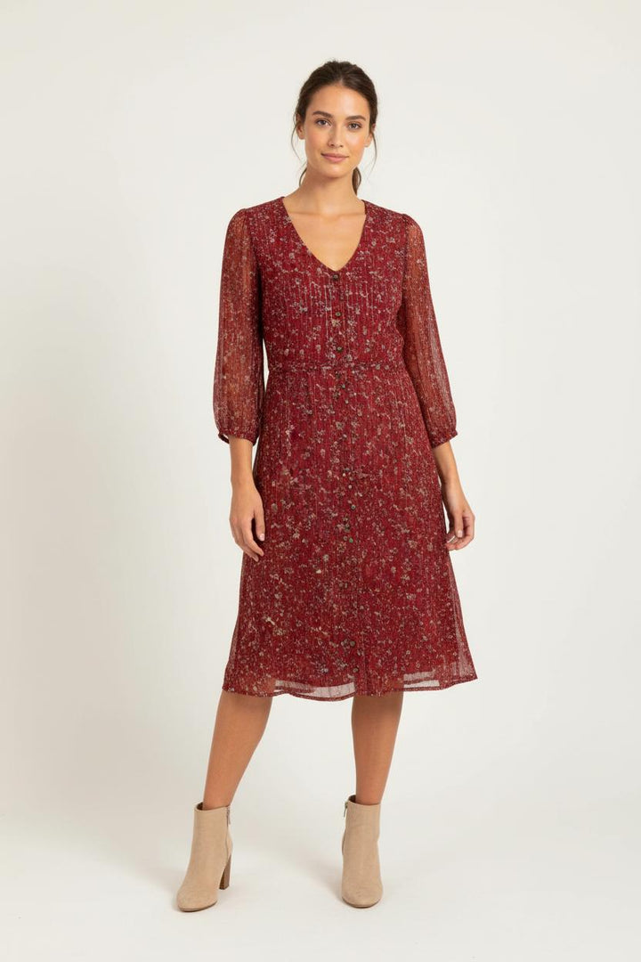 Robe Fleurie Rouge - Taille L/40 de la marque I.Code | PARAD97442 - Vendu par Paradigme - Image 1