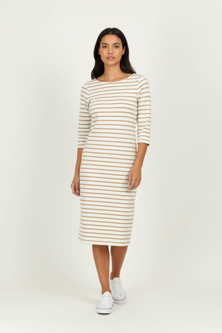 Robe Rayée Beige et Blanche - Taille M/38 de la marque Ganni | PARAD97449 - Vendu par Paradigme - Image 1