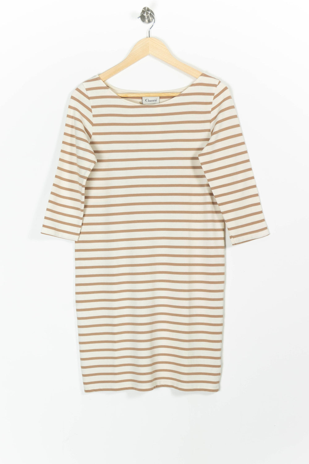 Robe Rayée Beige et Blanche - Taille M/38 de la marque Ganni | PARAD97449 - Vendu par Paradigme - Image 2