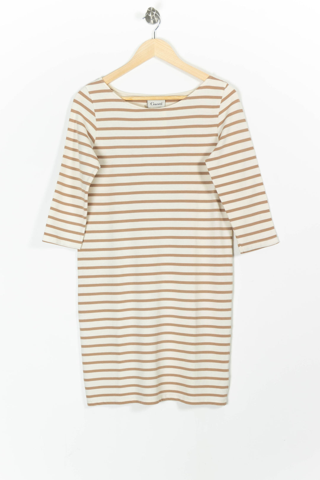 Robe Rayée Beige et Blanche - Taille M/38 de la marque Ganni | PARAD97449 - Vendu par Paradigme - Image 2