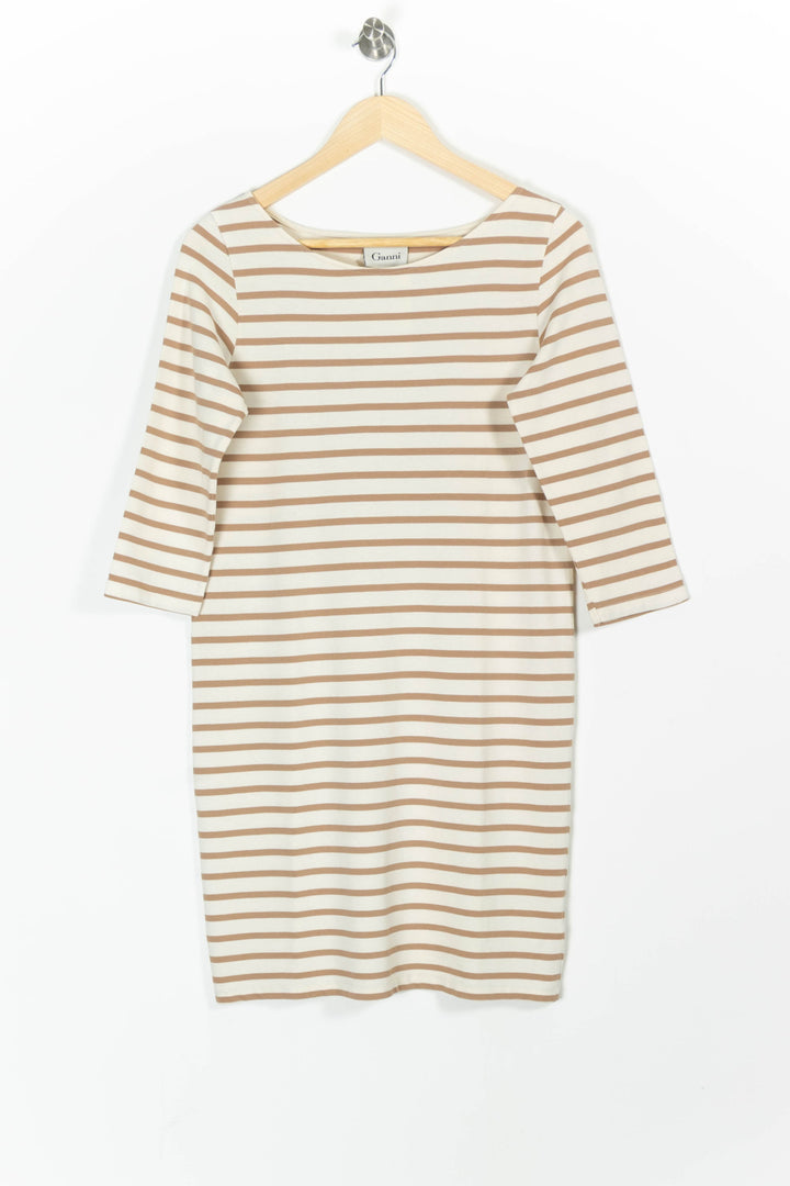 Robe Rayée Beige et Blanche - Taille M/38 de la marque Ganni | PARAD97449 - Vendu par Paradigme - Image 2