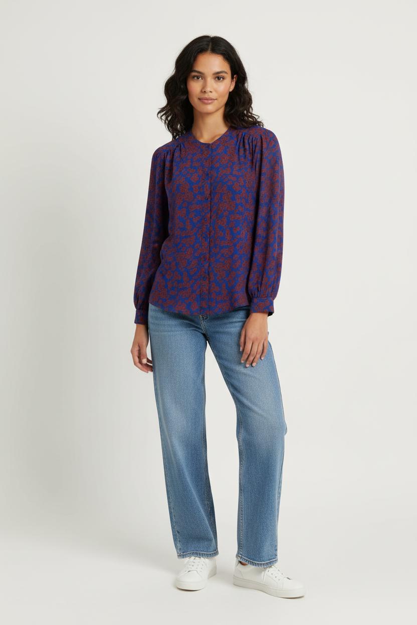 Blouse Bleue et Marron - Taille L/40 de la marque Gerard Darel | PARAD97462 - Vendu par Paradigme - Image 1