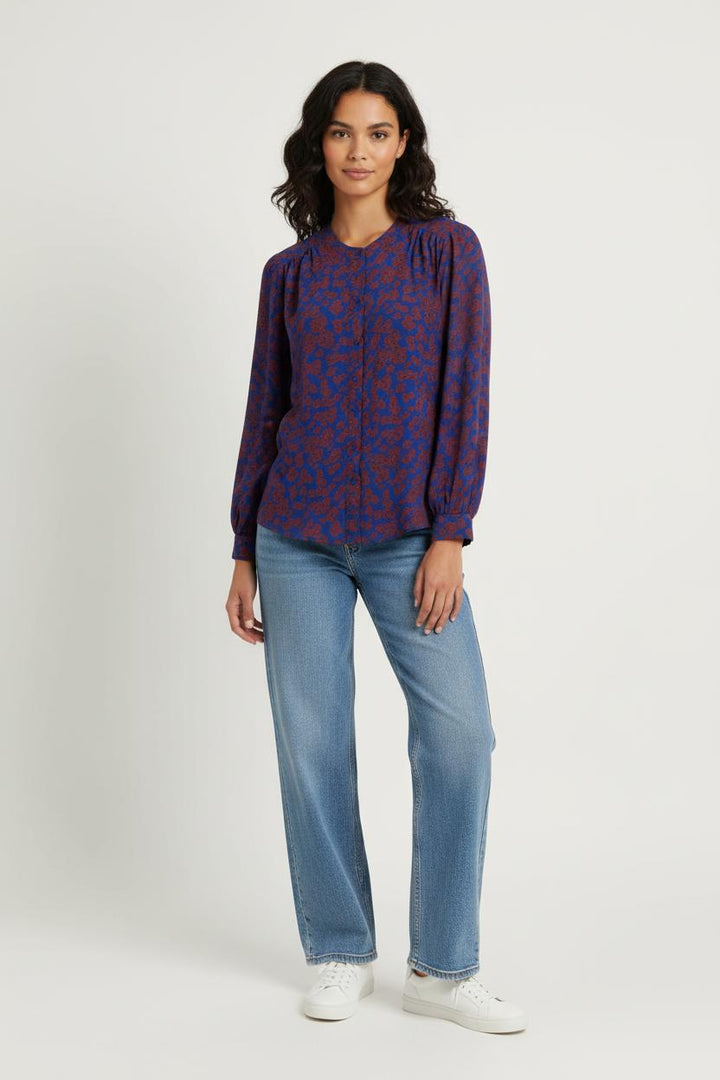 Blouse Bleue et Marron - Taille L/40 de la marque Gerard Darel | PARAD97462 - Vendu par Paradigme - Image 1