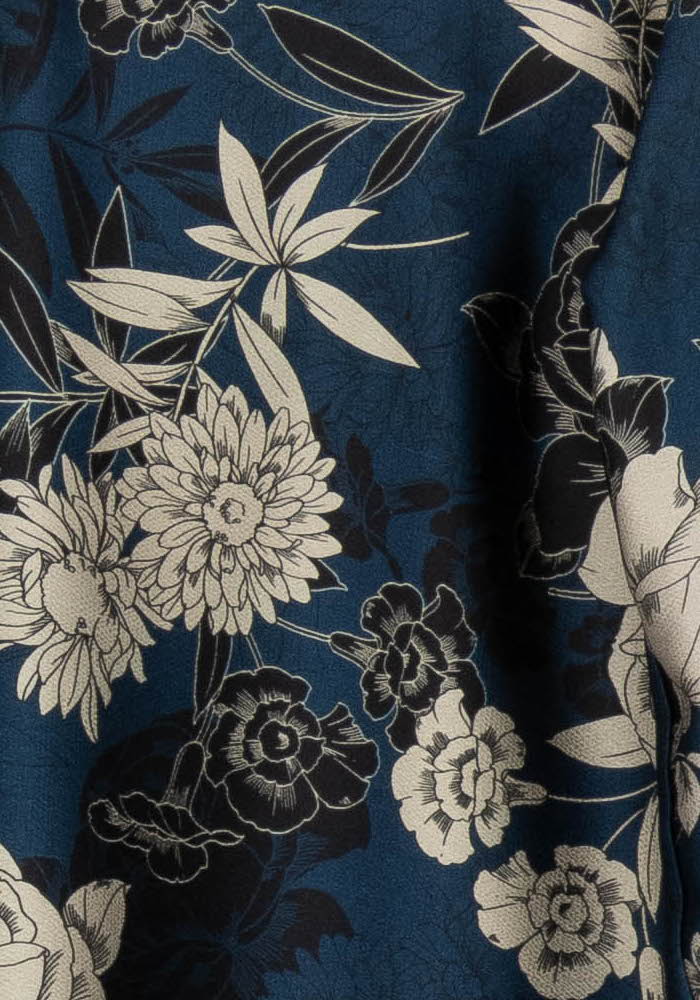 Robe Fleurie Bleue et Beige - Taille M/38 de la marque La Fée Maraboutée | PARAD97474 - Vendu par Paradigme - Image 3