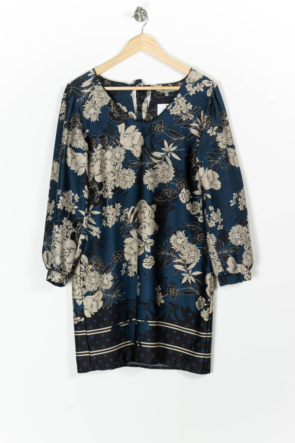 Robe Fleurie Bleue et Beige - Taille M/38 de la marque La Fée Maraboutée | PARAD97474 - Vendu par Paradigme - Image 2