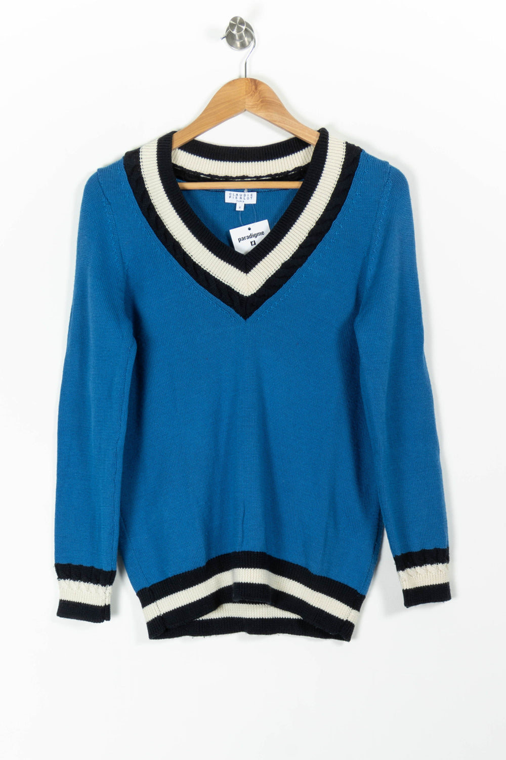 Pull Bleu Noir et Blanc - Taille M/38 de la marque Claudie Pierlot | PARAD97477 - Vendu par Paradigme - Image 2