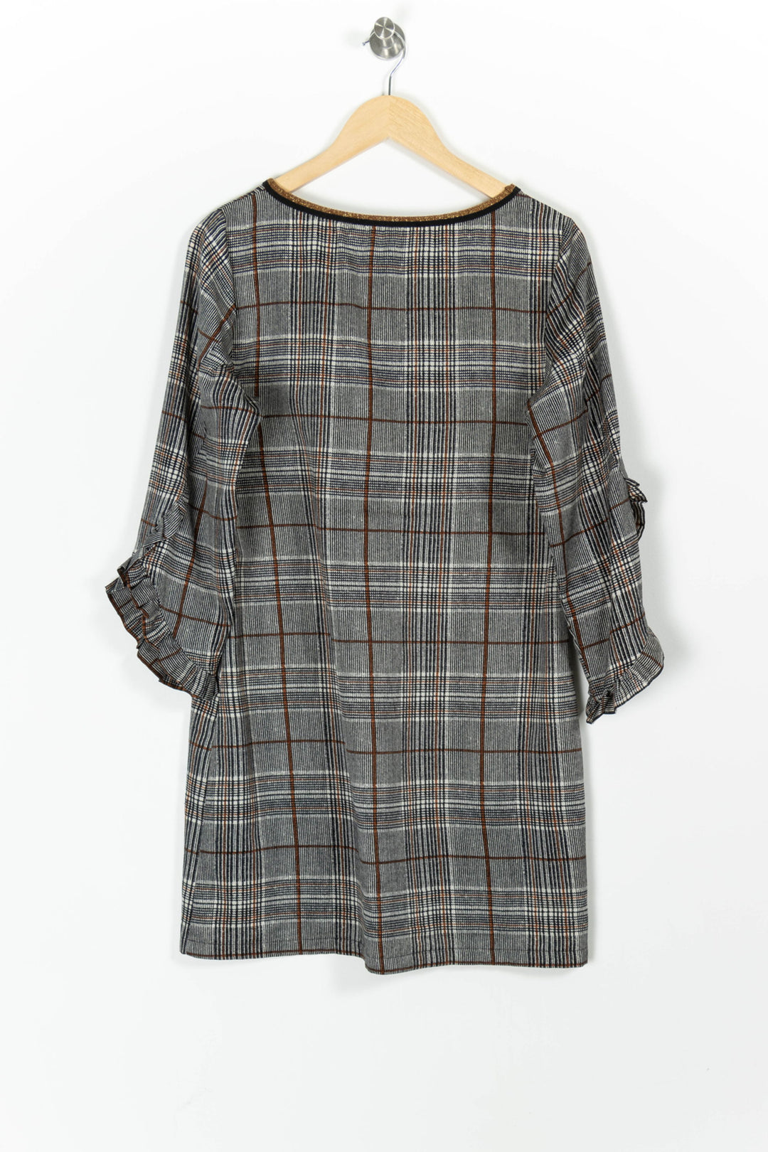 Robe Droite Grise et Marron - Taille M/38 de la marque La Fée Maraboutée | PARAD97484 - Vendu par Paradigme - Image 4