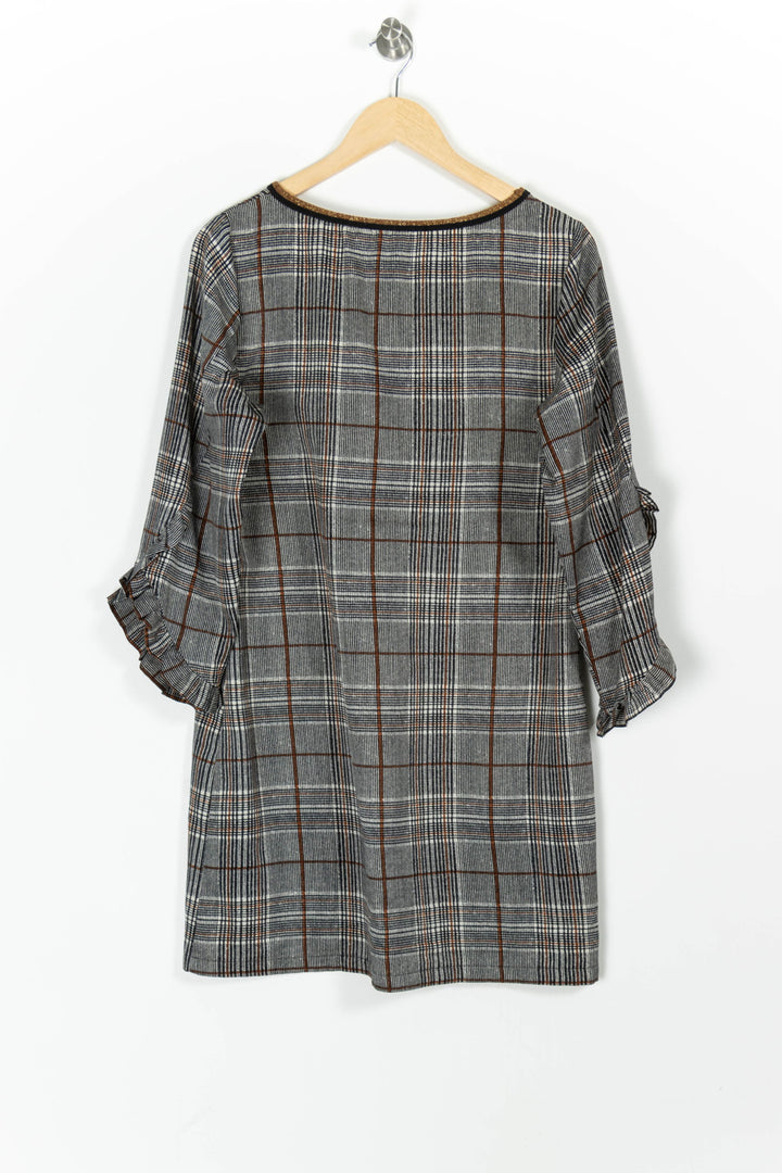 Robe Droite Grise et Marron - Taille M/38 de la marque La Fée Maraboutée | PARAD97484 - Vendu par Paradigme - Image 4