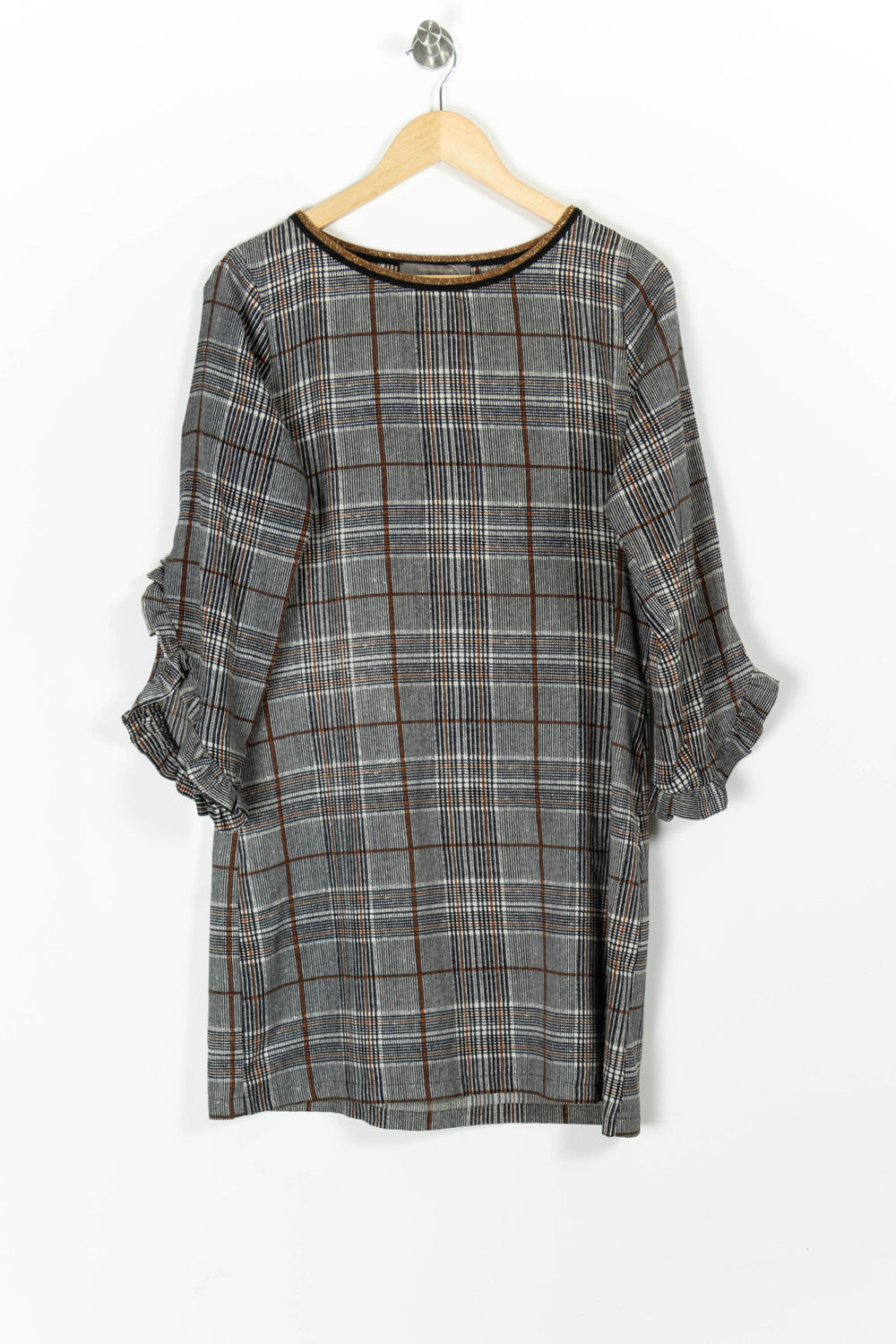 Robe Droite Grise et Marron - Taille M/38 de la marque La Fée Maraboutée | PARAD97484 - Vendu par Paradigme - Image 2
