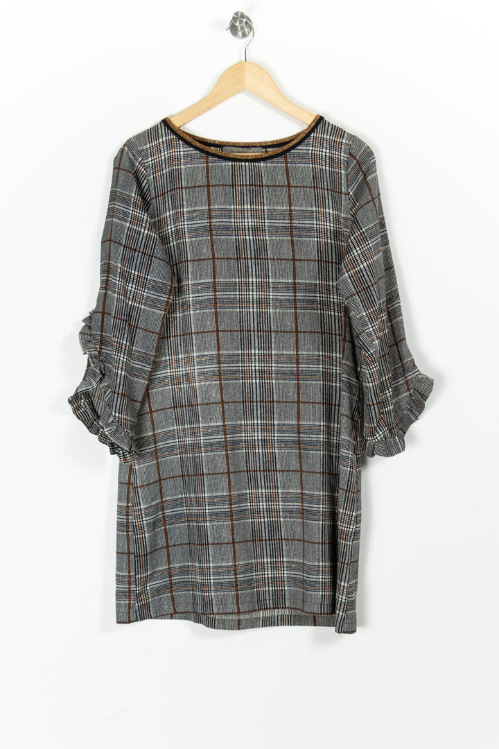 Robe Droite Grise et Marron - Taille M/38 de la marque La Fée Maraboutée | PARAD97484 - Vendu par Paradigme - Image 2