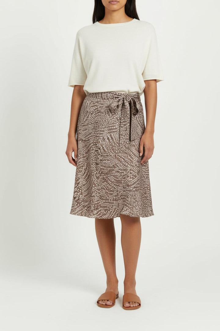 Jupe Mi-longue Marron et Blanche - Taille XXL/44 de la marque Caroll | PARAD97523 - Vendu par Paradigme - Image 1