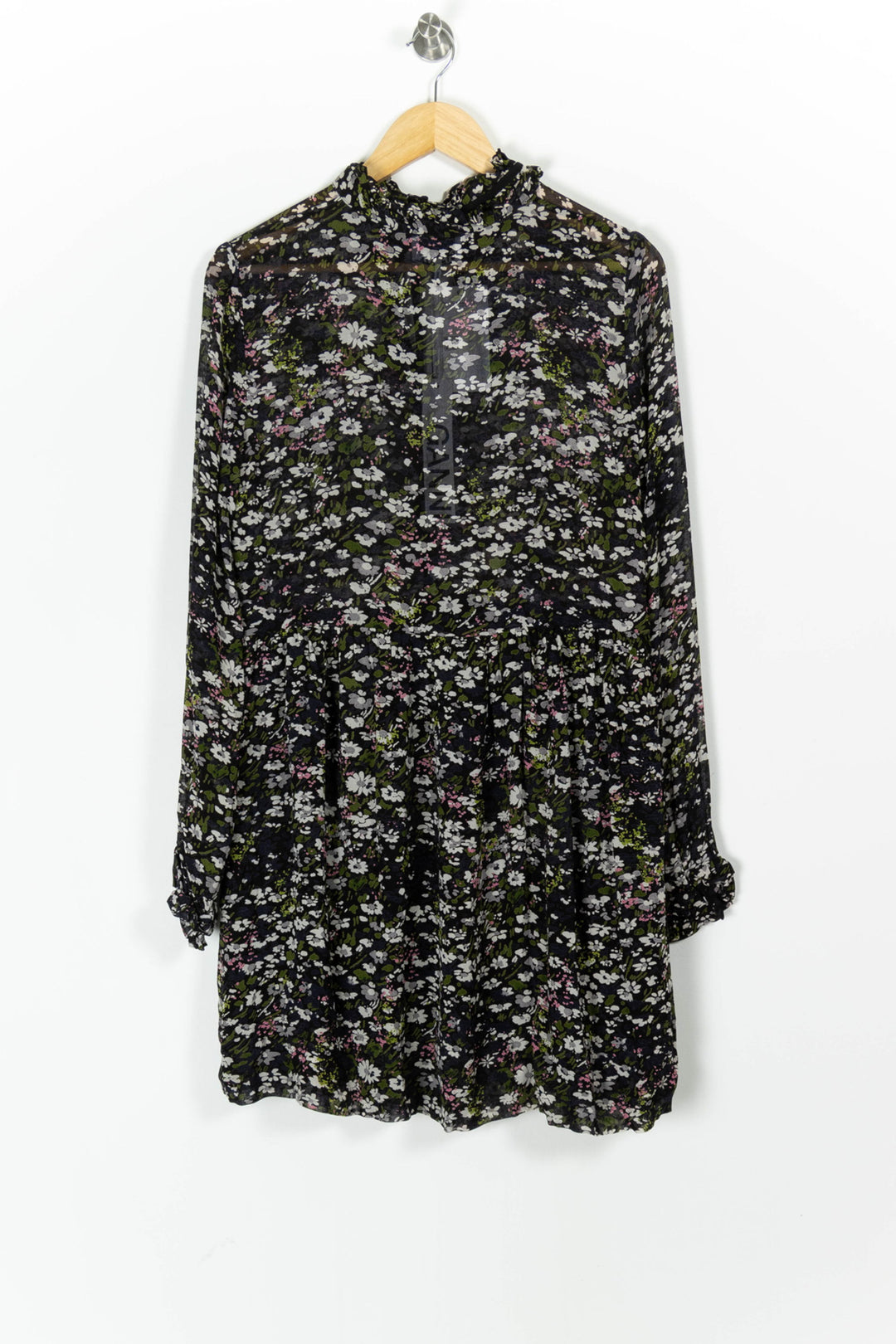 Robe Fleurie Noire et Blanche - Taille XXS/32 de la marque Ganni | PARAD97547 - Vendu par Paradigme - Image 4