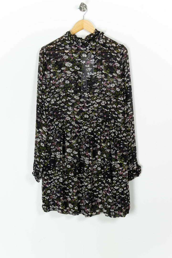 Robe Fleurie Noire et Blanche - Taille XXS/32 de la marque Ganni | PARAD97547 - Vendu par Paradigme - Image 4