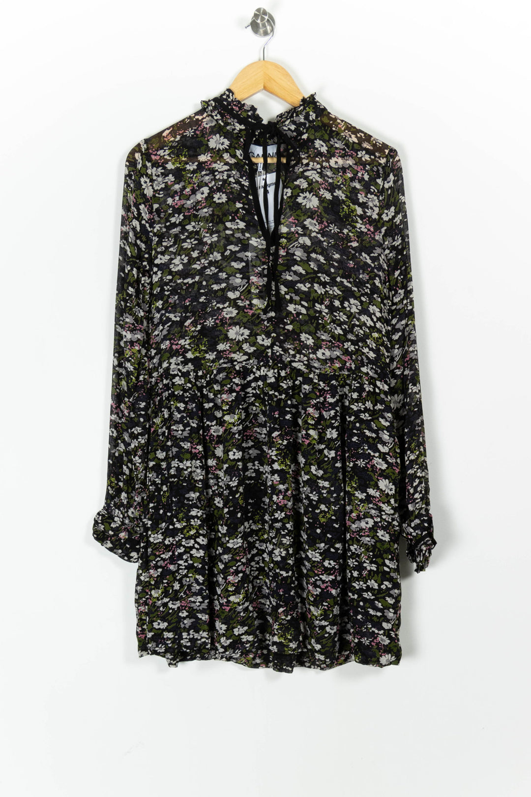 Robe Fleurie Noire et Blanche - Taille XXS/32 de la marque Ganni | PARAD97547 - Vendu par Paradigme - Image 2
