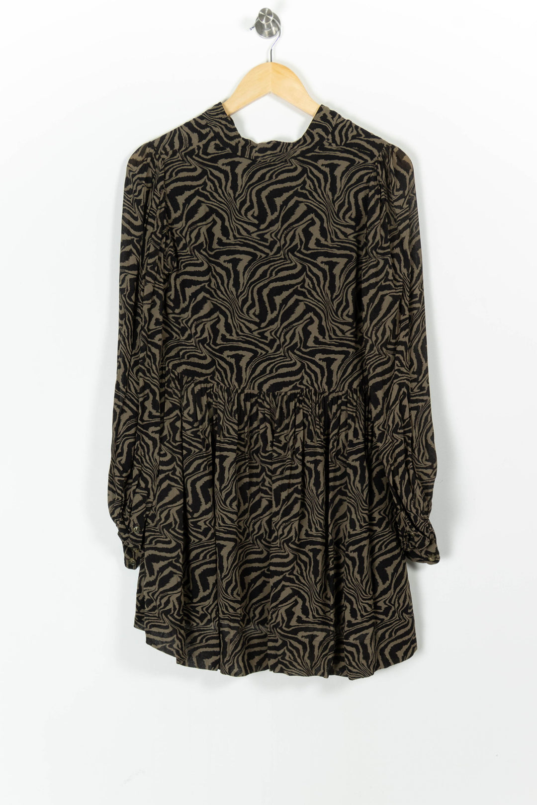 Robe imprimée noire et kaki - Taille XS/34 de la marque Ganni | PARAD97552 - Vendu par Paradigme - Image 4