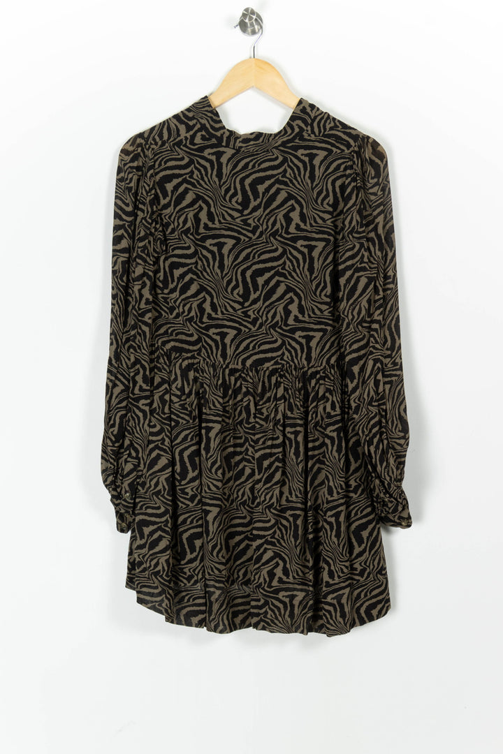 Robe imprimée noire et kaki - Taille XS/34 de la marque Ganni | PARAD97552 - Vendu par Paradigme - Image 4