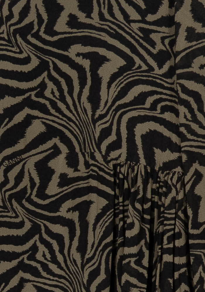 Robe imprimée noire et kaki - Taille XS/34 de la marque Ganni | PARAD97552 - Vendu par Paradigme - Image 3
