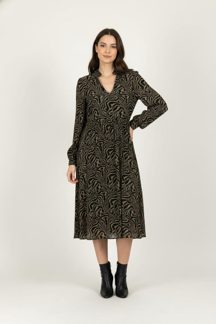Robe imprimée noire et kaki - Taille XS/34 de la marque Ganni | PARAD97552 - Vendu par Paradigme - Image 1