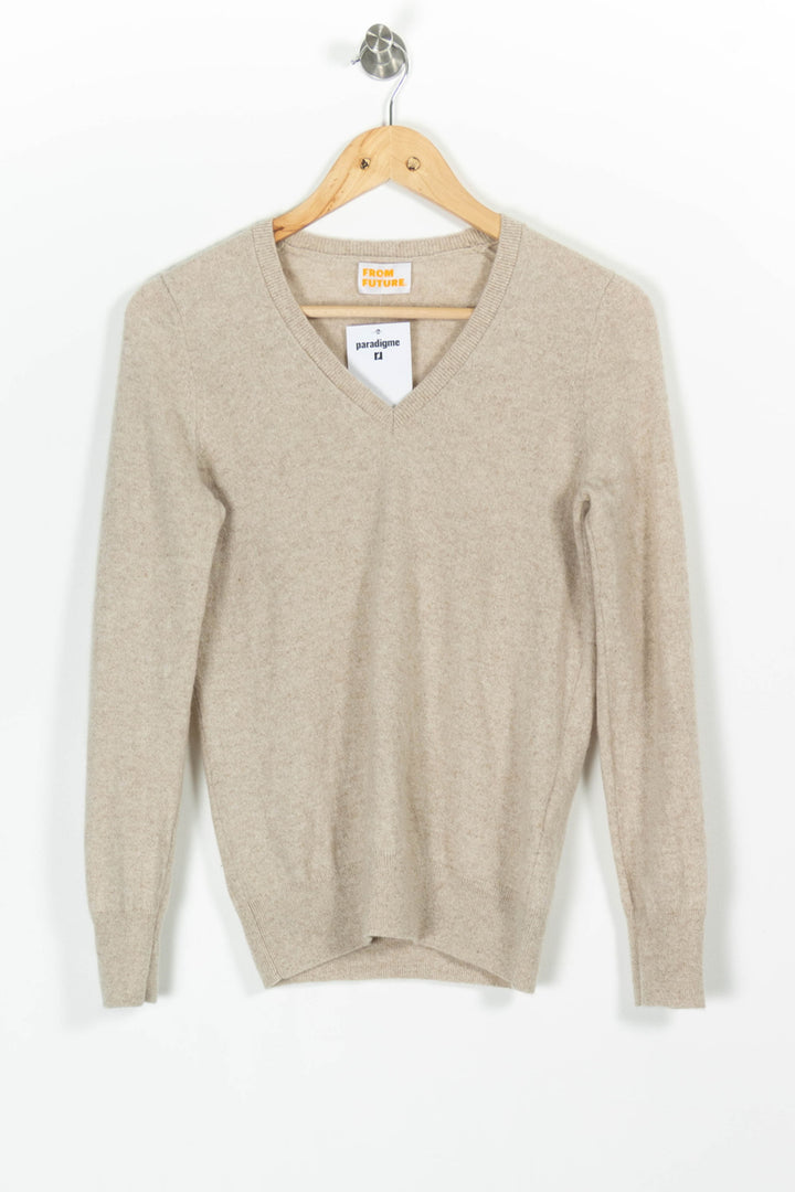 Pull Col V Beige - Taille M/38 de la marque From Future | PARAD97567 - Vendu par Paradigme - Image 2