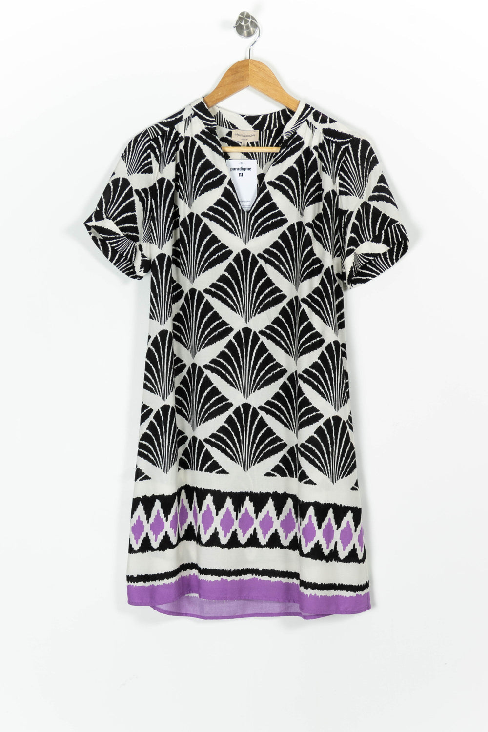 Robe Noire Blanche et Violette - Taille S/36 de la marque La Fée Maraboutée | PARAD97577 - Vendu par Paradigme - Image 2