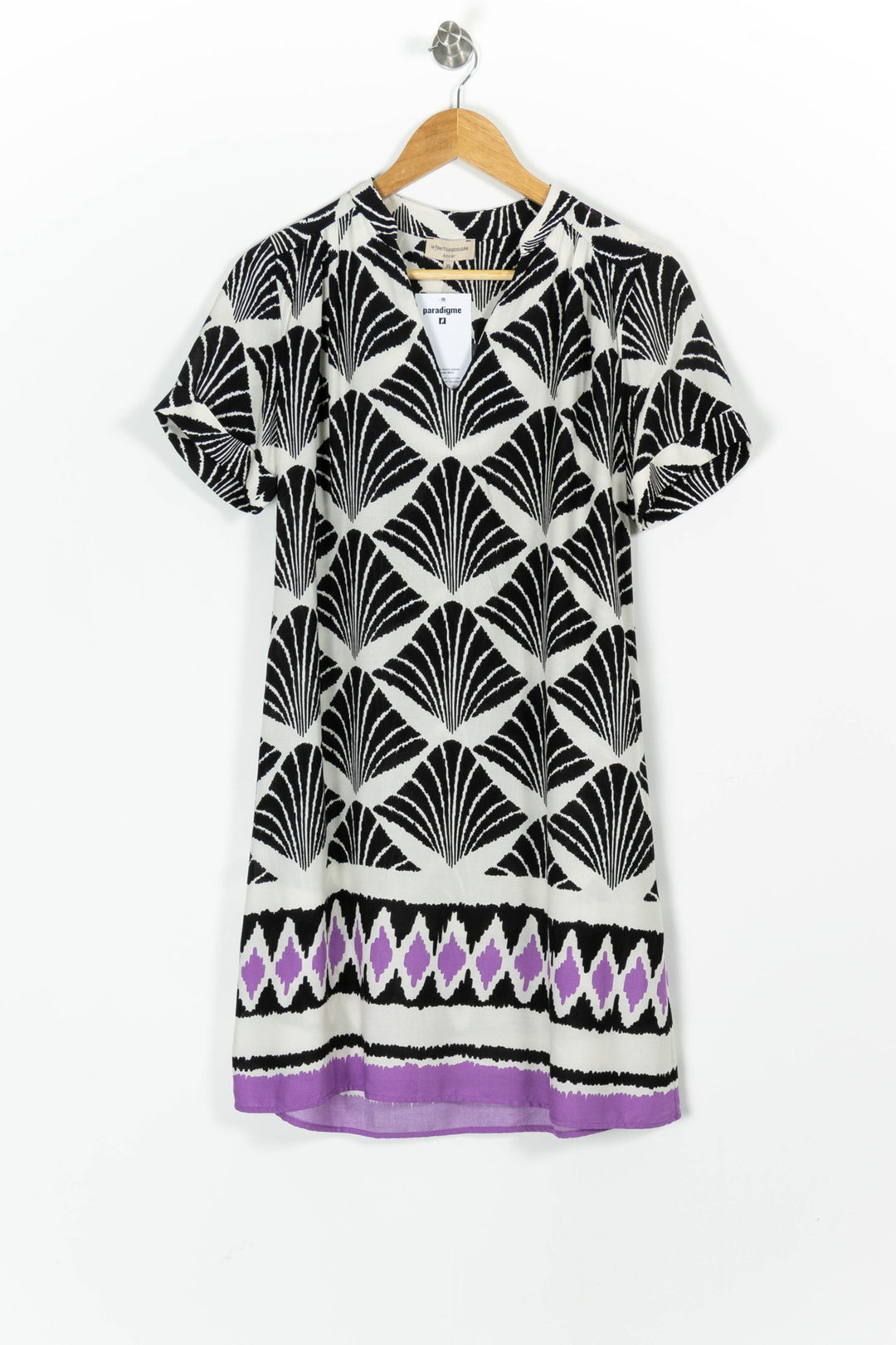 Robe Noire Blanche et Violette - Taille S/36 de la marque La Fée Maraboutée | PARAD97577 - Vendu par Paradigme - Image 2