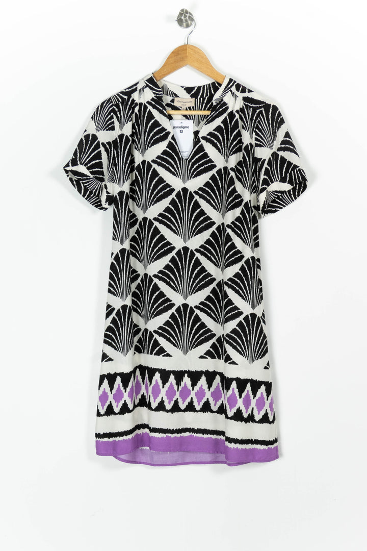 Robe Noire Blanche et Violette - Taille S/36 de la marque La Fée Maraboutée | PARAD97577 - Vendu par Paradigme - Image 2