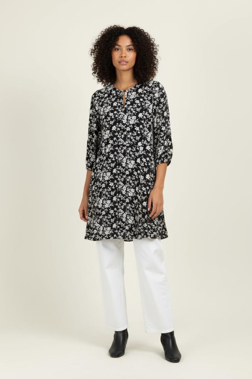 Robe Fleurie Noire et Blanche - Taille L/40 de la marque Comptoir des Cotonniers | PARAD97602 - Vendu par Paradigme - Image 1