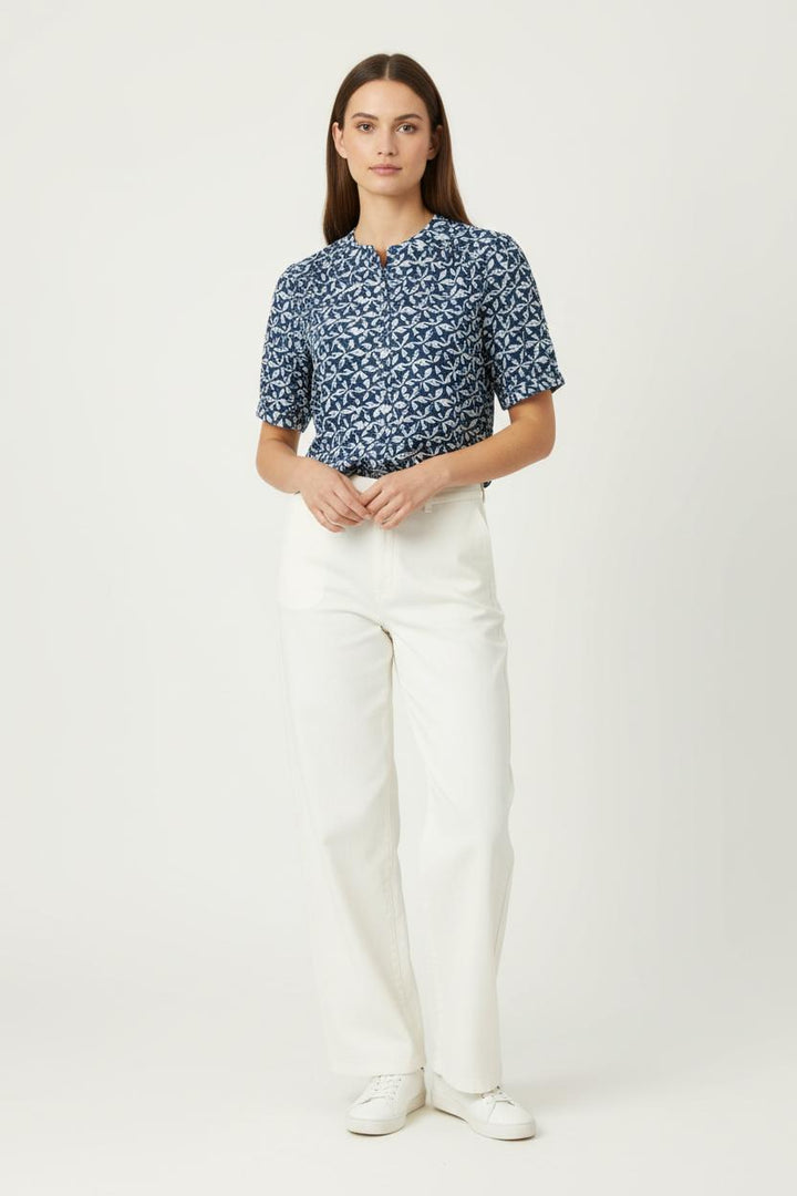 Chemisette Bleue et Blanche - Taille S/36 de la marque Caroll | PARAD97612 - Vendu par Paradigme - Image 1