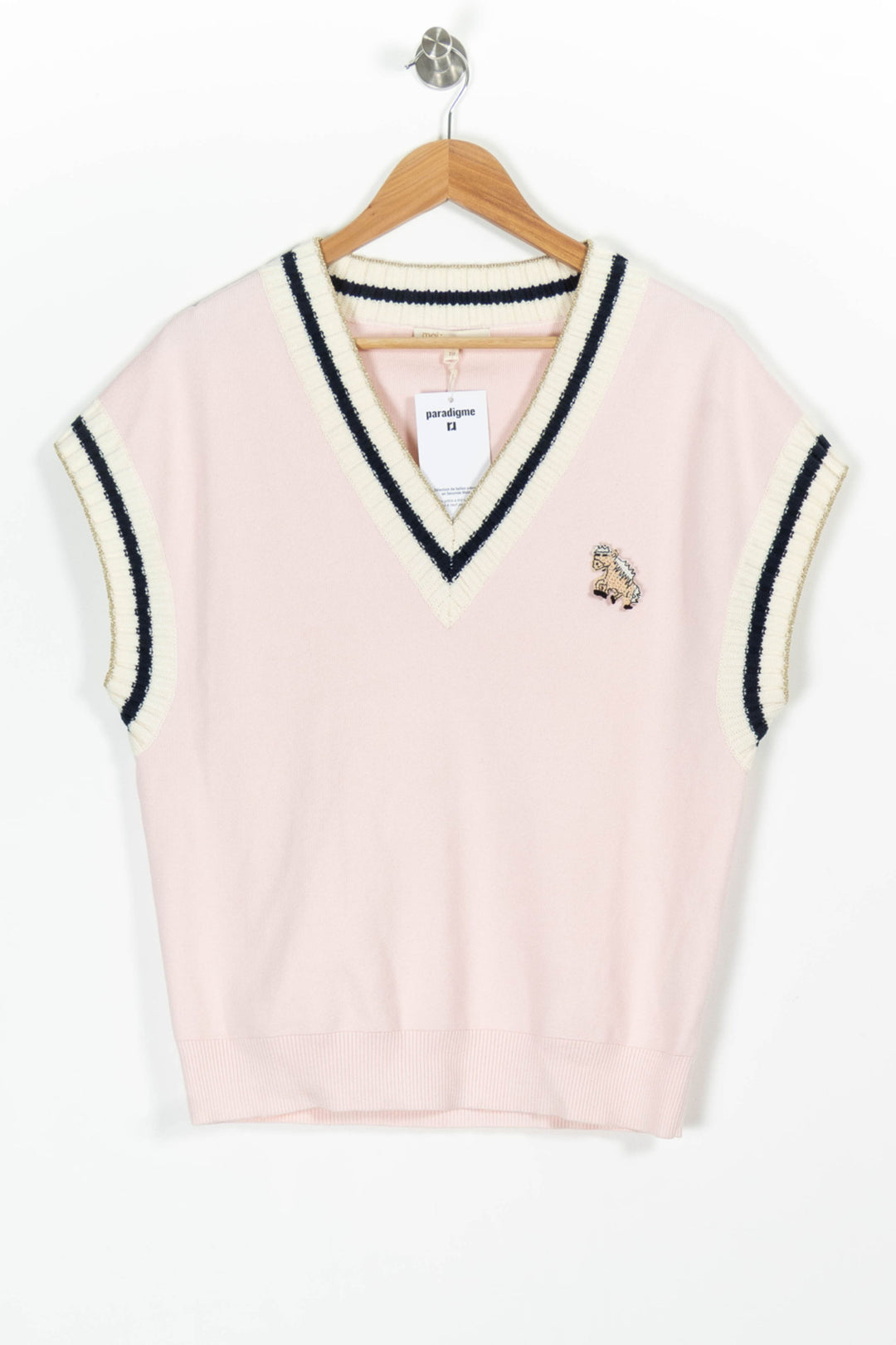 Pull Sans Manches Rose et Blanc - Taille T.U. de la marque Maje | PARAD97619 - Vendu par Paradigme - Image 2