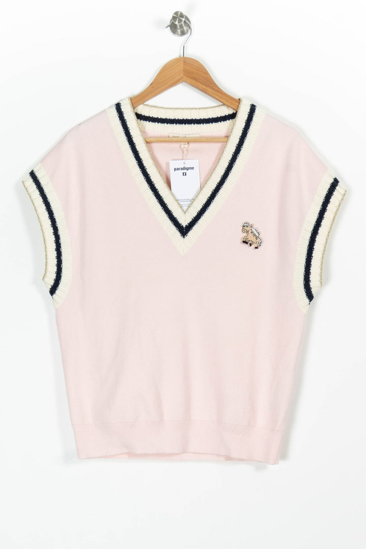 Pull Sans Manches Rose et Blanc - Taille T.U. de la marque Maje | PARAD97619 - Vendu par Paradigme - Image 2