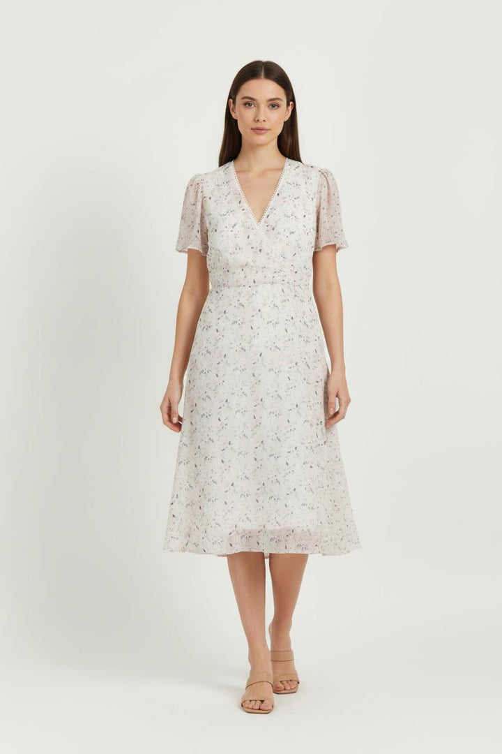 Robe Portefeuille Blanche à Fleurs - Taille S/36 de la marque Karl Marc John | PARAD97622 - Vendu par Paradigme - Image 1
