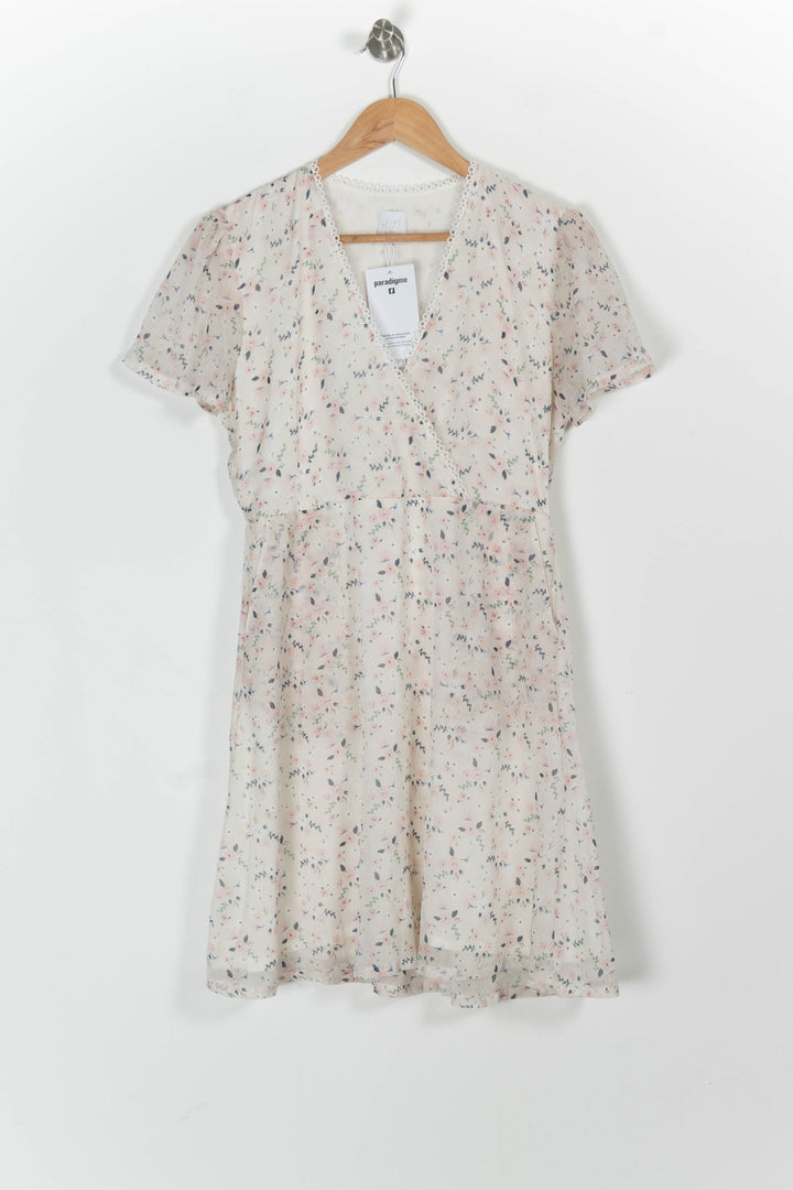 Robe Portefeuille Blanche à Fleurs - Taille S/36 de la marque Karl Marc John | PARAD97622 - Vendu par Paradigme - Image 2
