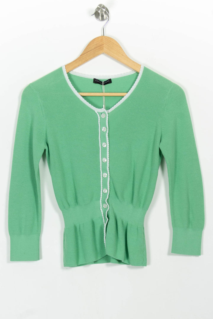 Cardigan Vert et Blanc - Taille XS/34 de la marque Tara Jarmon | PARAD97645 - Vendu par Paradigme - Image 2