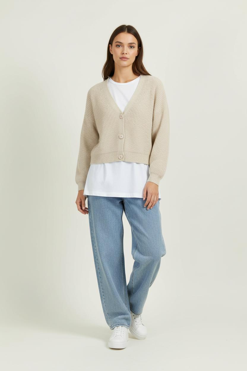 Cardigan Beige - Taille M/38 de la marque La Fée Maraboutée | PARAD97650 - Vendu par Paradigme - Image 1