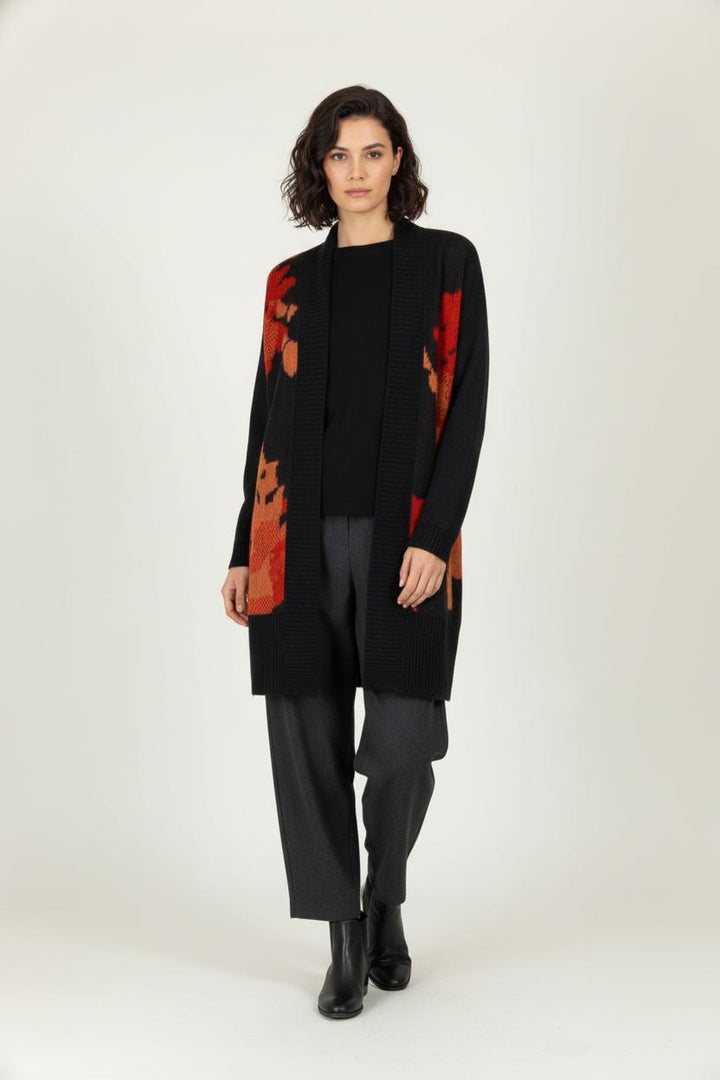 Cardigan Noir et Rouge - Taille S/36 de la marque La Fée Maraboutée | PARAD97706 - Vendu par Paradigme - Image 1