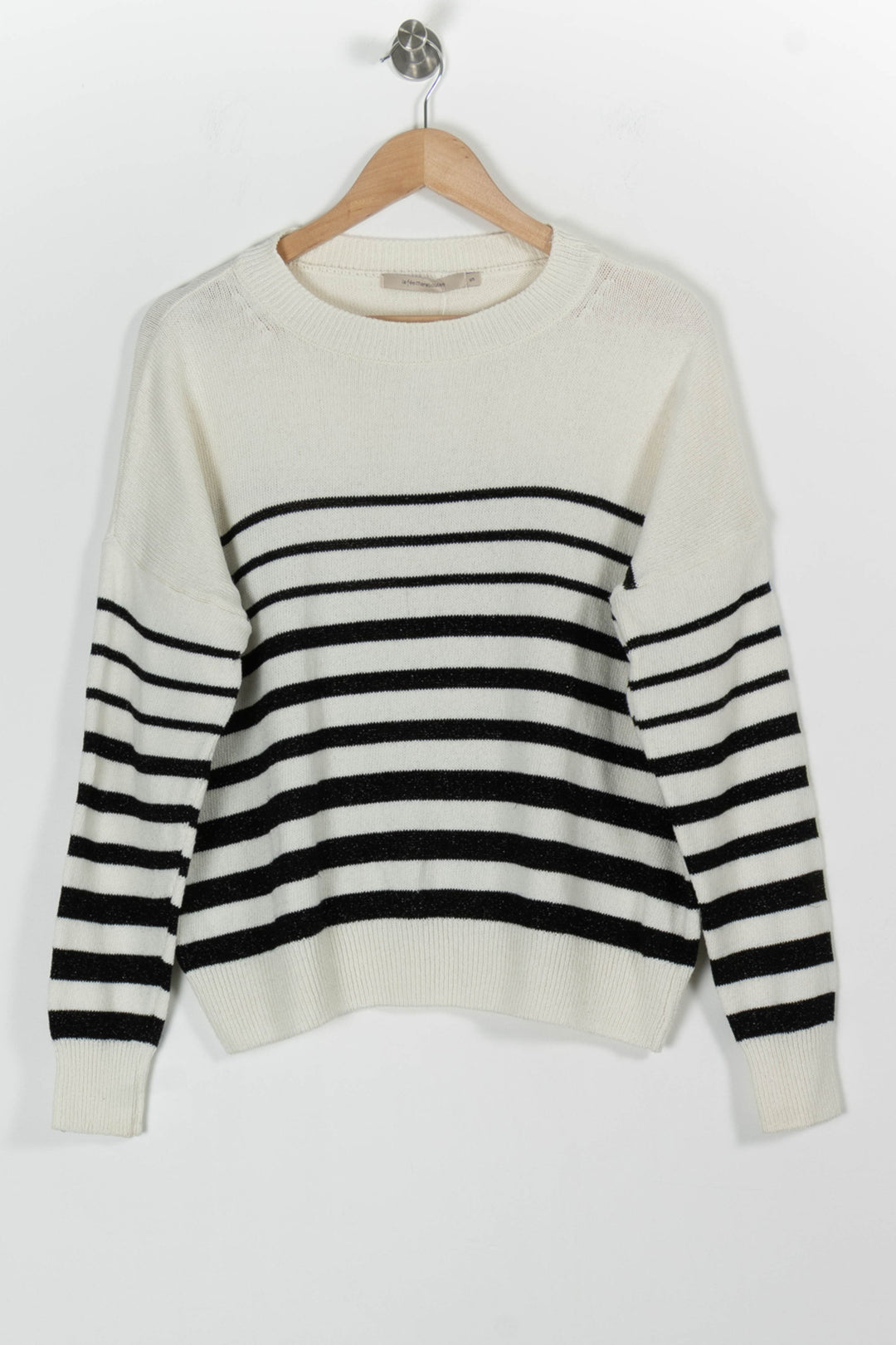 Pull Blanc et Noir - Taille S/36 de la marque La Fée Maraboutée | PARAD97711 - Vendu par Paradigme - Image 2