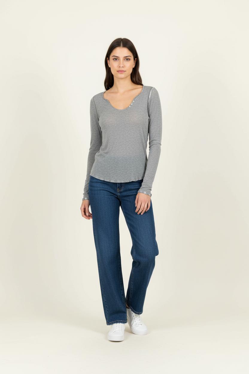 T-shirt Manches Longues Gris - Taille S/36 de la marque Zadig&Voltaire | PARAD97727 - Vendu par Paradigme - Image 1