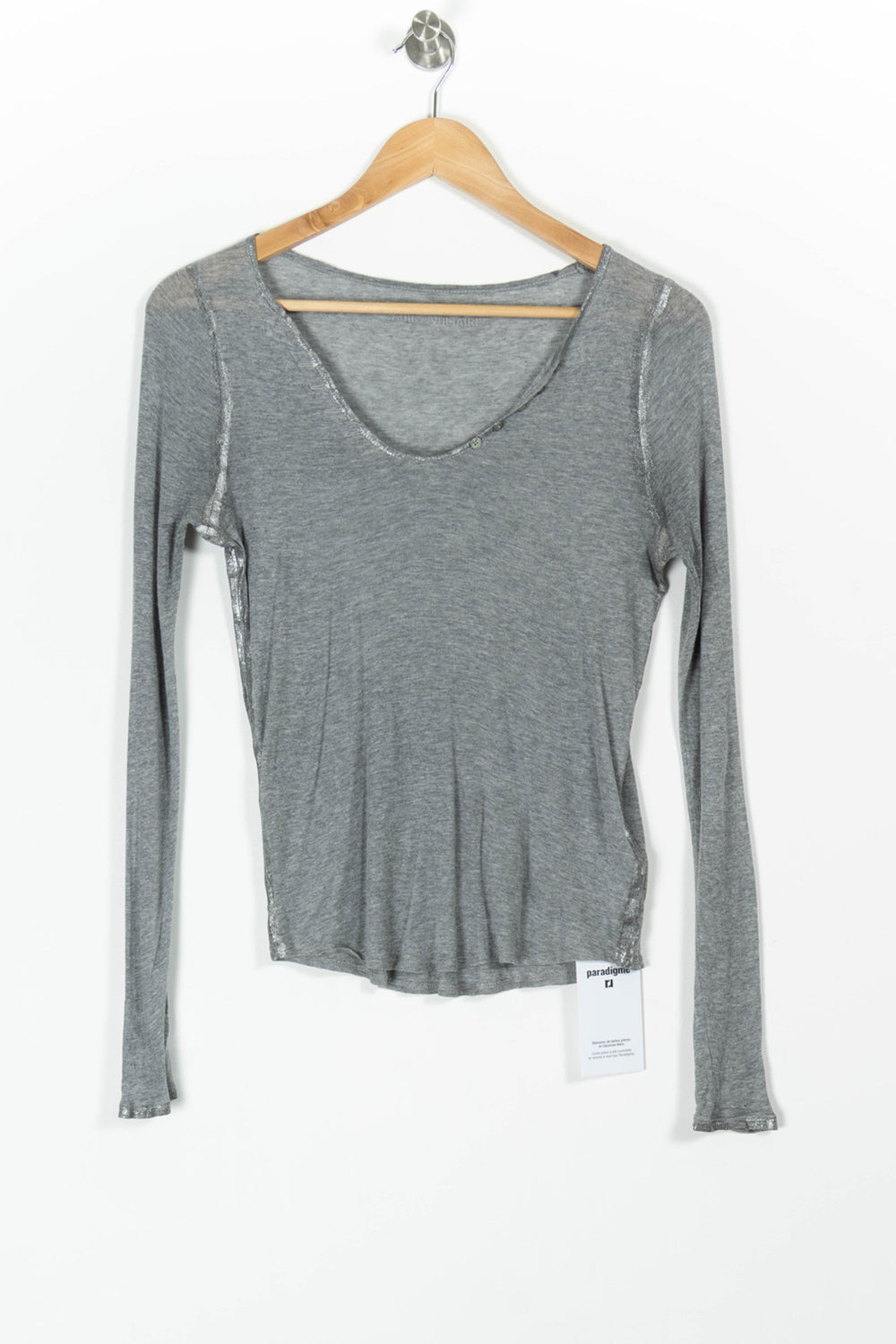 T-shirt Manches Longues Gris - Taille S/36 de la marque Zadig&Voltaire | PARAD97727 - Vendu par Paradigme - Image 2