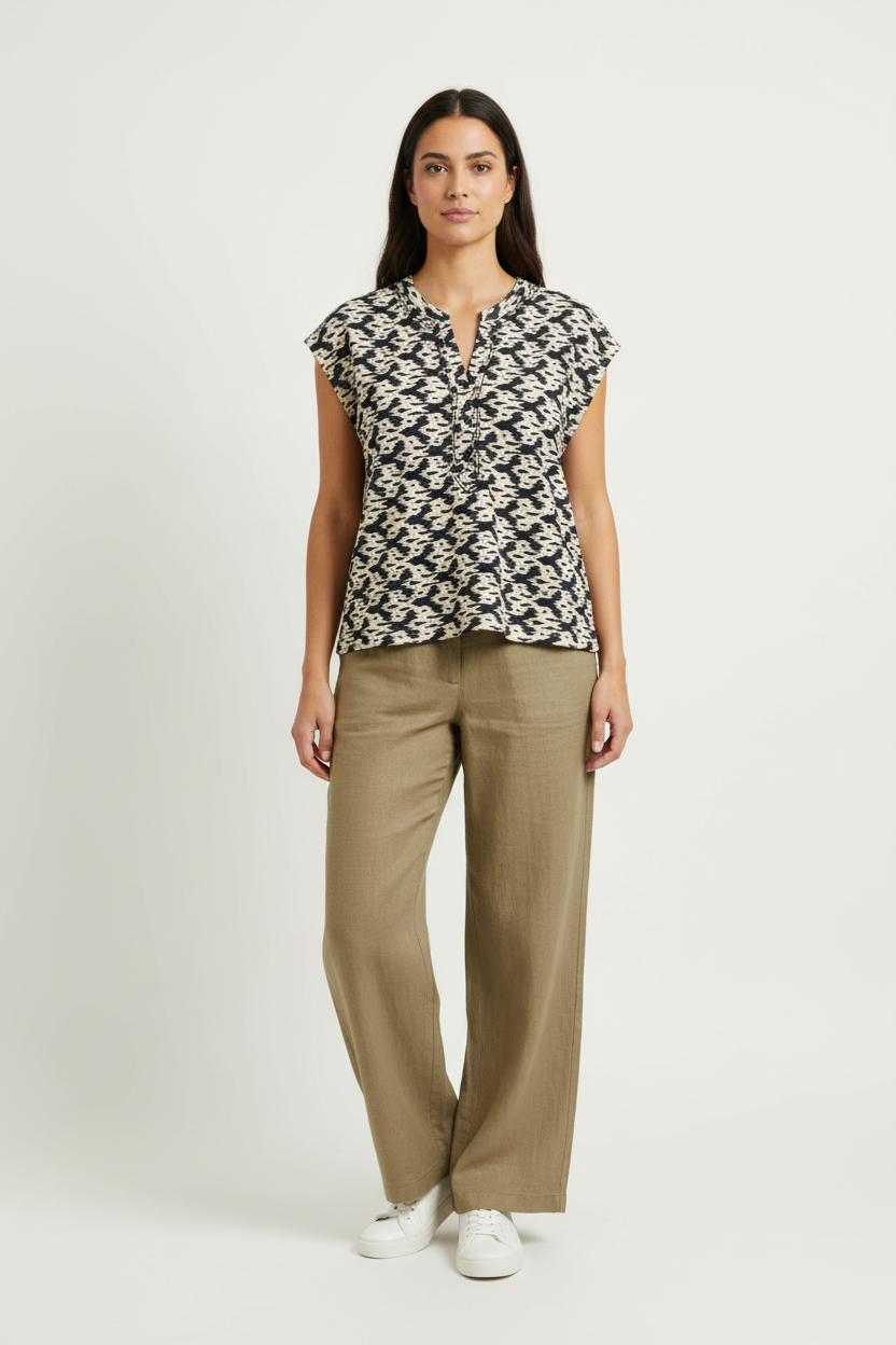 Blouse Beige et Marine - Taille XL/42 de la marque Caroll | PARAD97736 - Vendu par Paradigme - Image 1