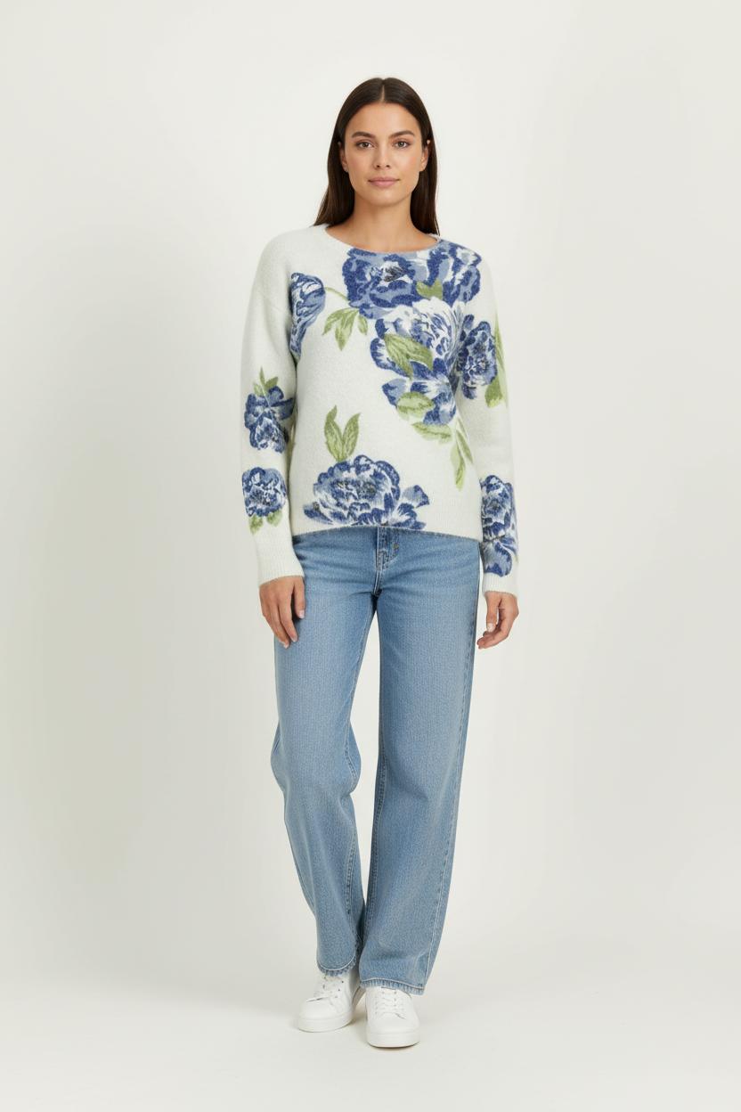 Pull Blanc et Bleu - Taille M/38 de la marque Caroll | PARAD97751 - Vendu par Paradigme - Image 1
