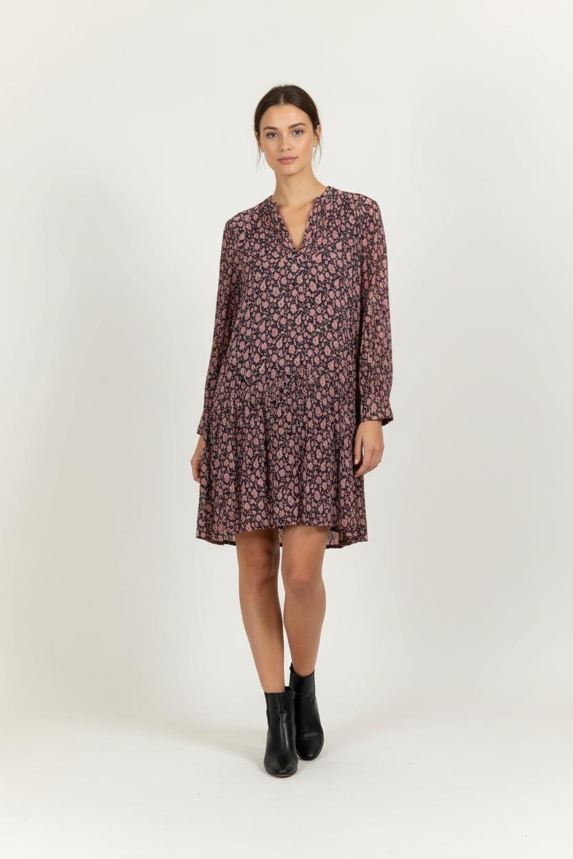 Robe Imprimée Rose et Bleu Marine - Taille S/36 de la marque Caroll | PARAD97758 - Vendu par Paradigme - Image 1