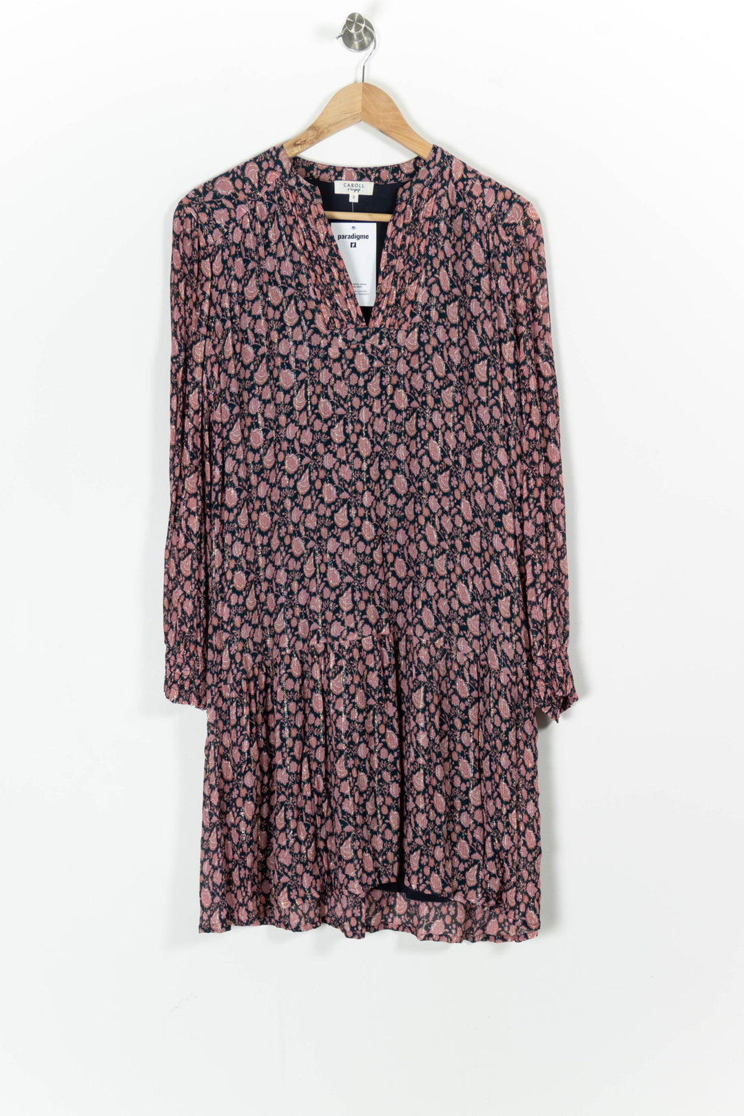 Robe Imprimée Rose et Bleu Marine - Taille S/36 de la marque Caroll | PARAD97758 - Vendu par Paradigme - Image 2